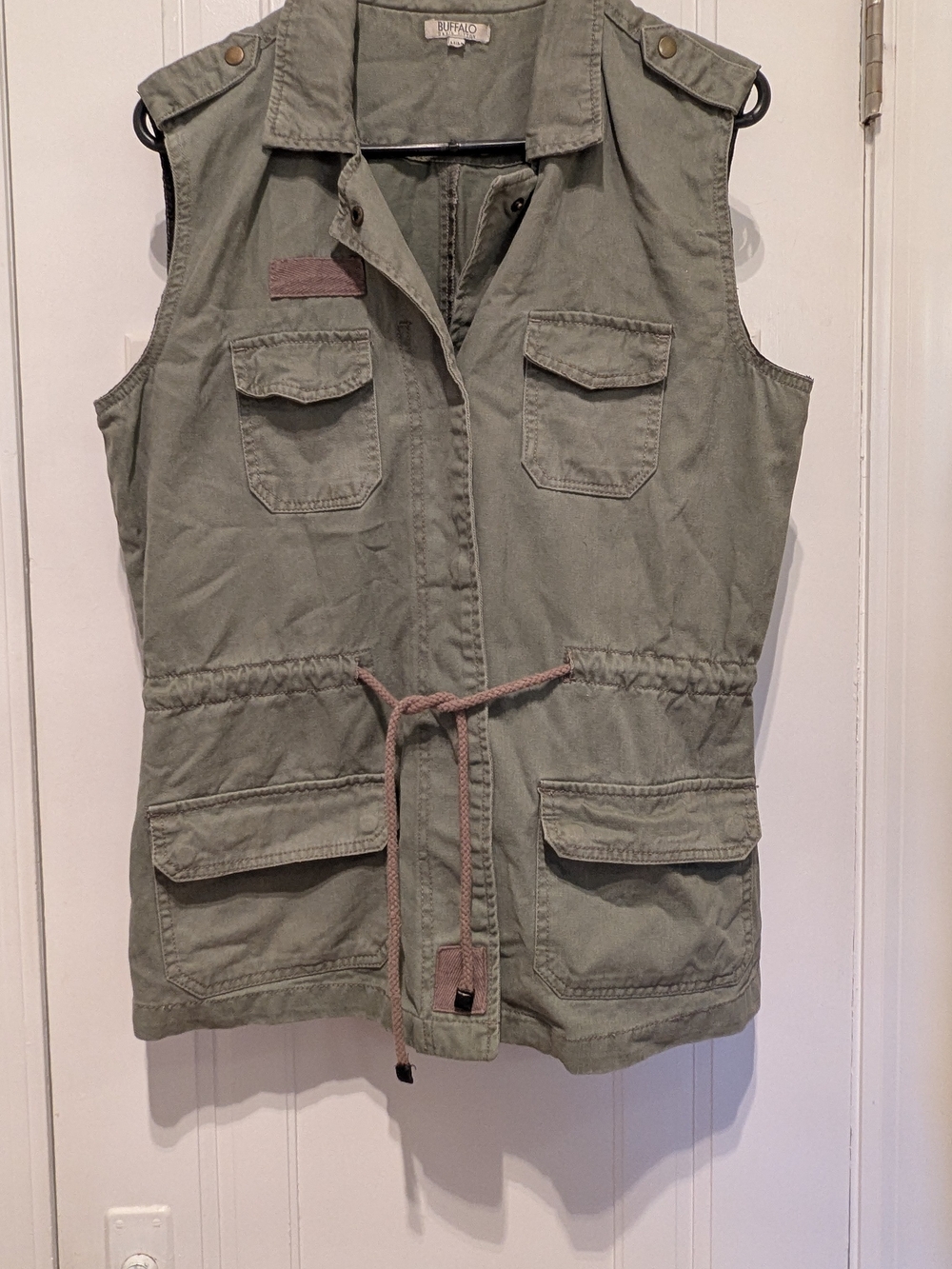 Buffalo David Bitton Olive Green Denim Cargo Vest